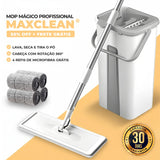 MaxClean® - Mop Mágico Profissional com Balde - Lava, Seca e Tira o Pó + 4 Refis de Brinde