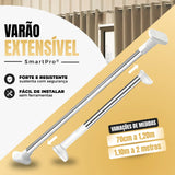 SmartPro® - Varão Extensível de Cortina Ajustável (Instalação Sem Furos e Sem Sujeira) - Frete Grátis!