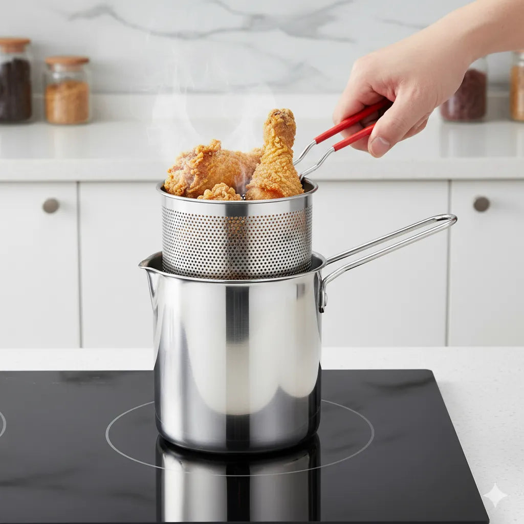 Panela Fritadeira Com Cesto Inox FryChef® + Brinde: Espátula de Inox