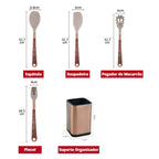 Kit Utensílios de Cozinha Silicone 10 Peças Com Organizador Rosé Elegance Home