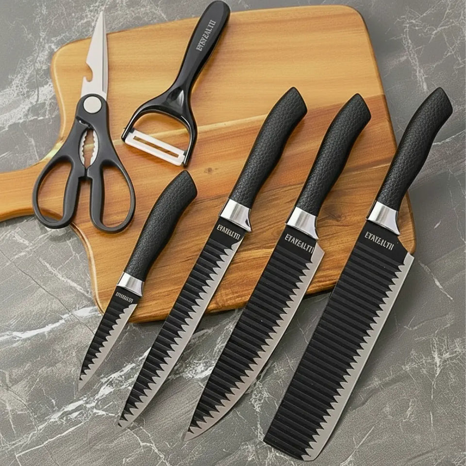 StonePro® - Kit Profissional com 4 Facas em Aço Carbono +2 Brindes: Tesoura e Descascador