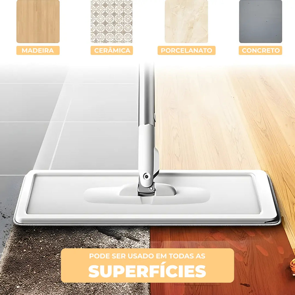 MaxClean® - Mop Mágico Profissional com Balde  - Lava, Seca e Tira o Pó  + 4 Refis de Brinde