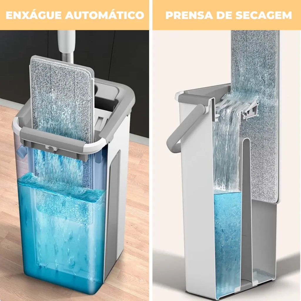 MaxClean® - Mop Mágico Profissional com Balde  - Lava, Seca e Tira o Pó  + 4 Refis de Brinde