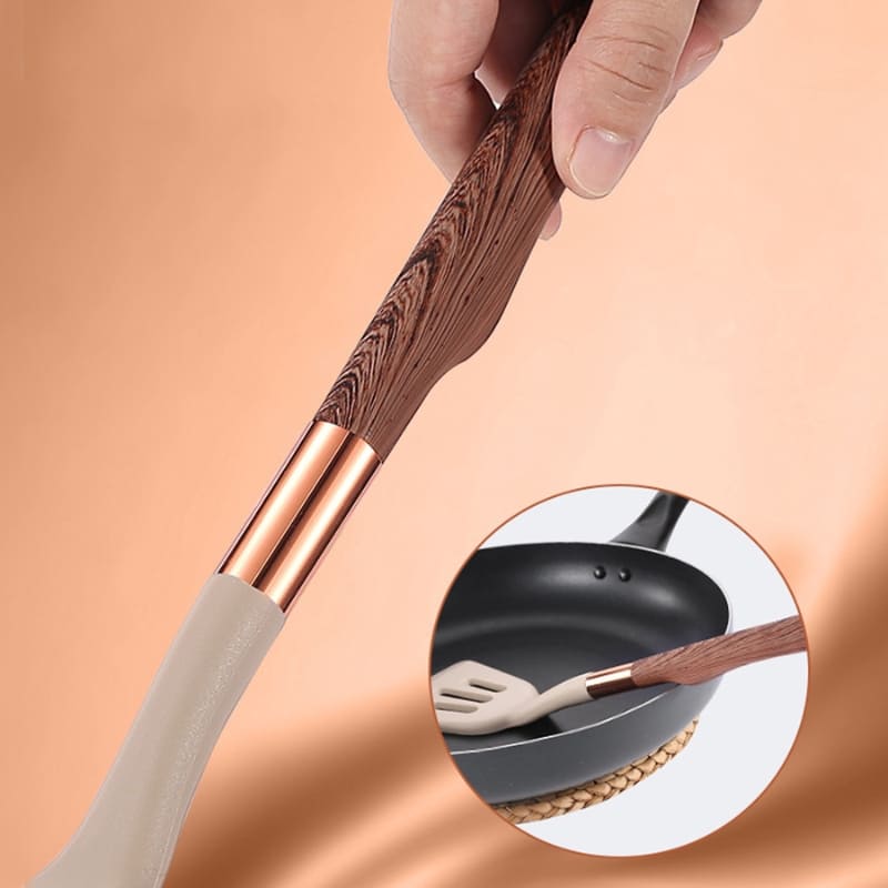 Kit Utensílios de Cozinha Silicone 10 Peças Com Organizador Rosé Elegance Home