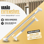 SmartPro® - Varão Extensível de Cortina Ajustável (Instalação Sem Furos e Sem Sujeira) - Frete Grátis!