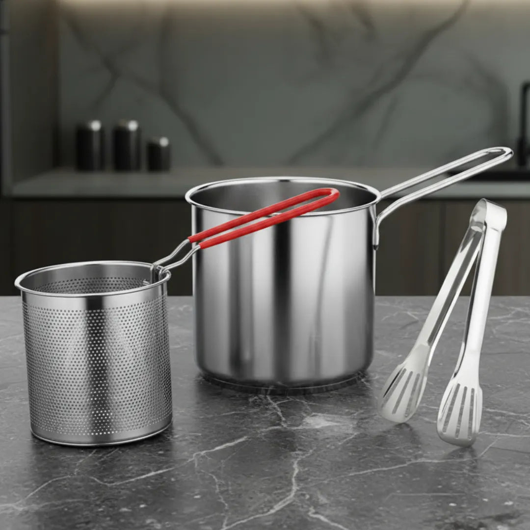 Panela Fritadeira Com Cesto Inox FryChef® + Brinde: Espátula de Inox