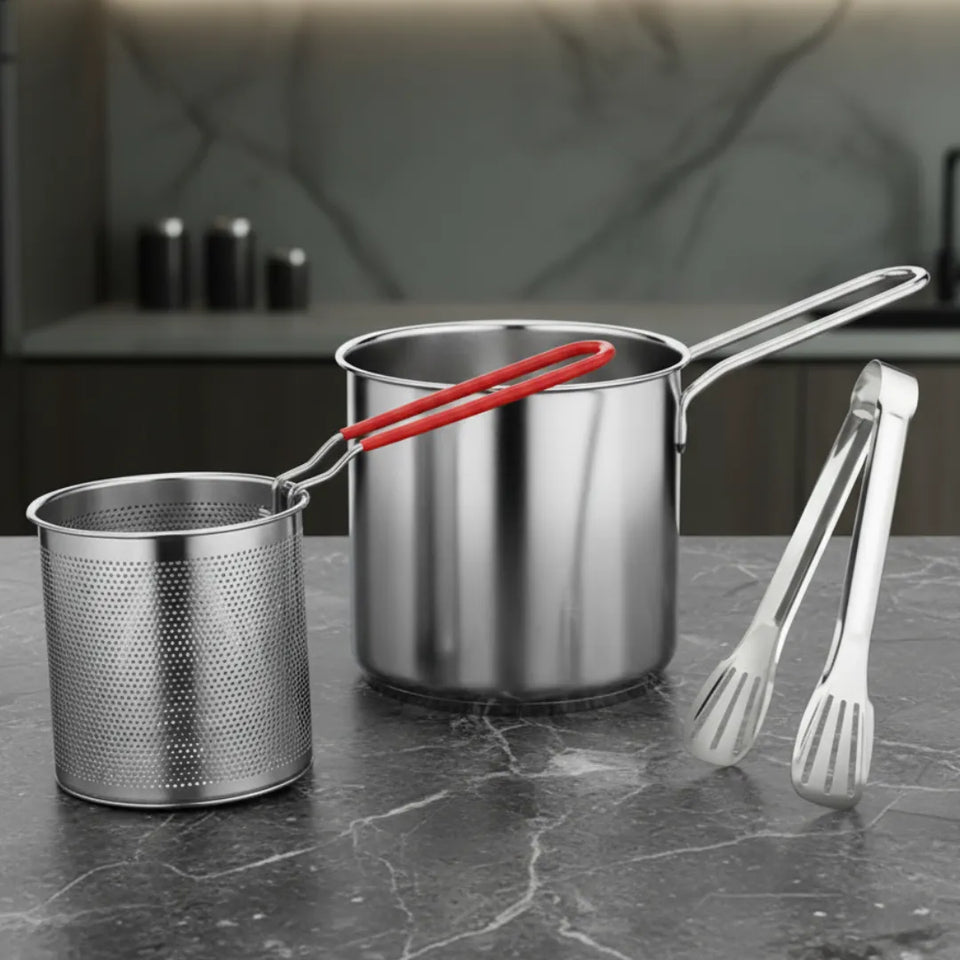 Panela Fritadeira Com Cesto Inox FryChef® + Brinde: Espátula de Inox