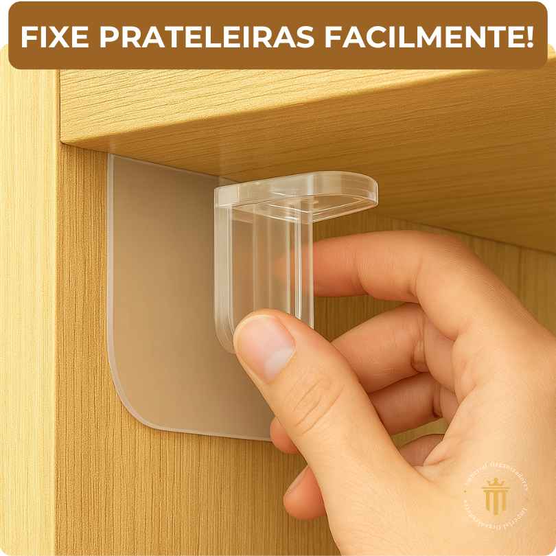PowerFix® – Suporte Adesivo de Prateleira (Fixação Rápida e Sem Furos) – Leve Mais e Pague Menos!