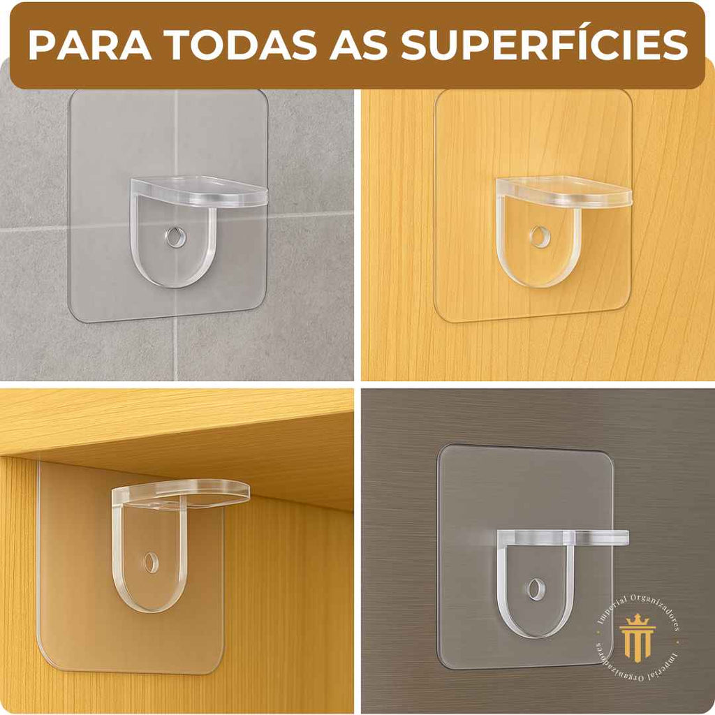 PowerFix® – Suporte Adesivo de Prateleira (Fixação Rápida e Sem Furos) – Leve Mais e Pague Menos!