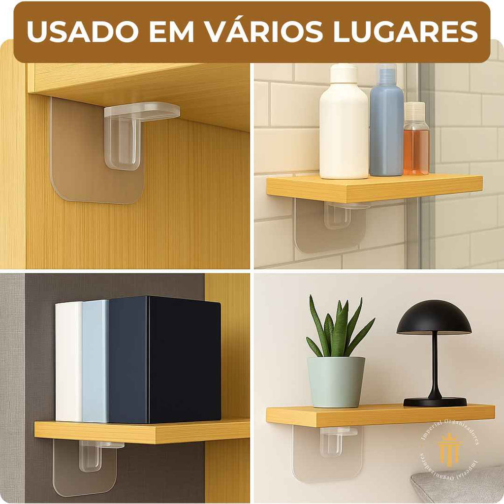 PowerFix® – Suporte Adesivo de Prateleira (Fixação Rápida e Sem Furos) – Leve Mais e Pague Menos!