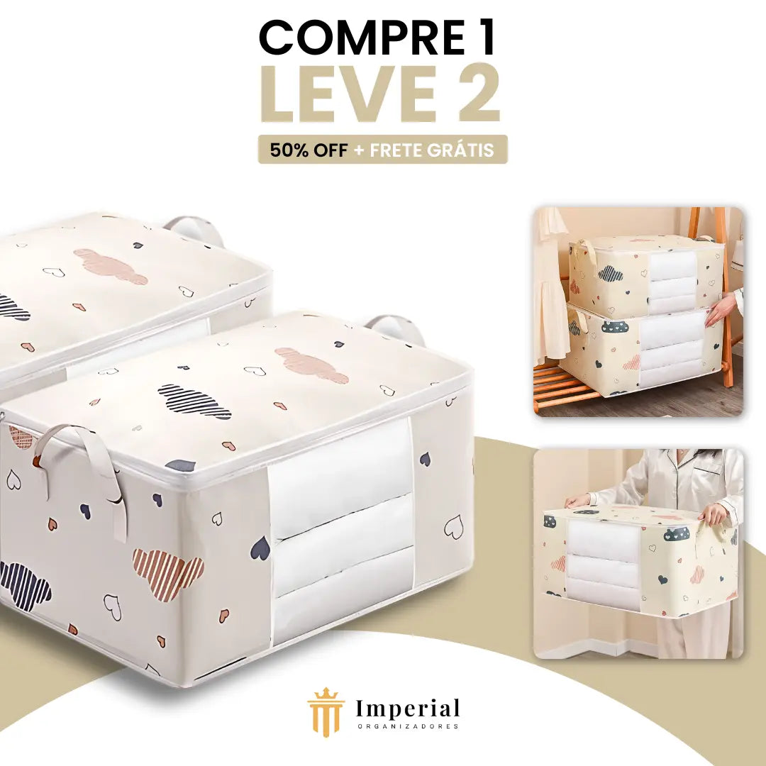 Organizador de Cobertores e Roupas de Cama Dobrável BoxLife® (Compre 1 Leve 2) - Queima de Estoque 🔥